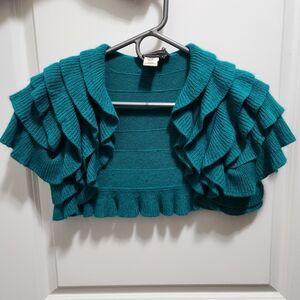 BCBGMaxAzria Teal Ruffled Shrug